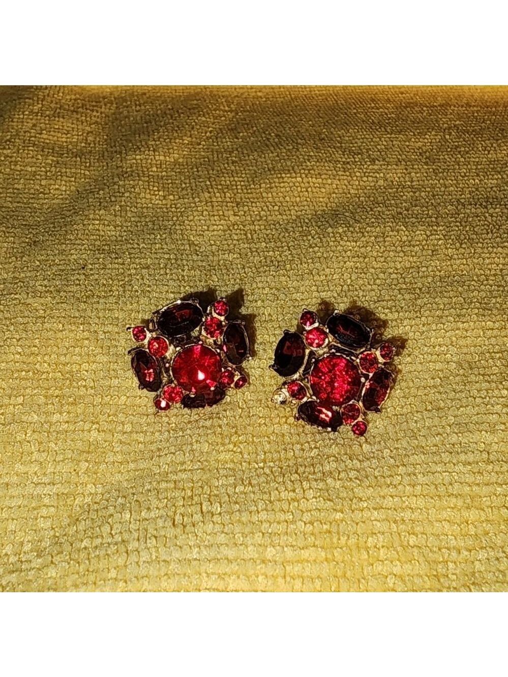 Coro Elegant Red Gemstone Earrings 1950s